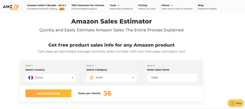 AMZ Scout Sales Estimator